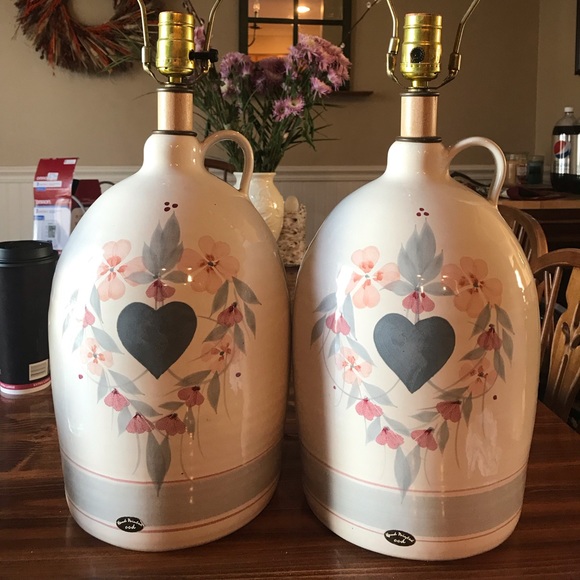 Pair of Hand Painted Jug Lamps - Picture 1 of 5